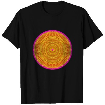 Discover Golden-Pink Geometric Circular Pattern T Shirts