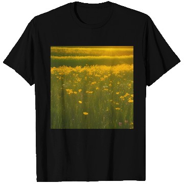 Discover Lovely Yellow Flowers and Green Grass T Shirts