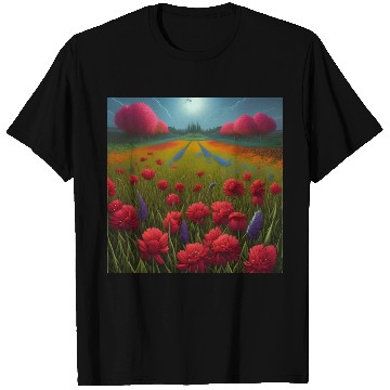 Discover Beautiful Flowers along the Field Road Horizon T Shirts