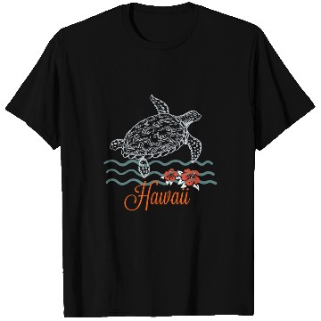 Discover Hawaii Sea Turtle Hibiscus Flowers Souvenir T Shirts