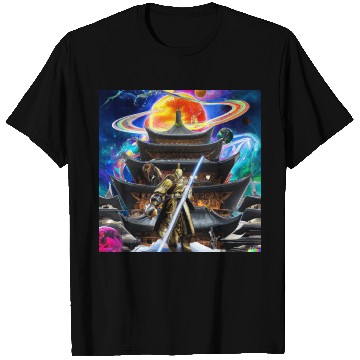 Discover Painting of a warrior fighting in an alien world. T Shirts