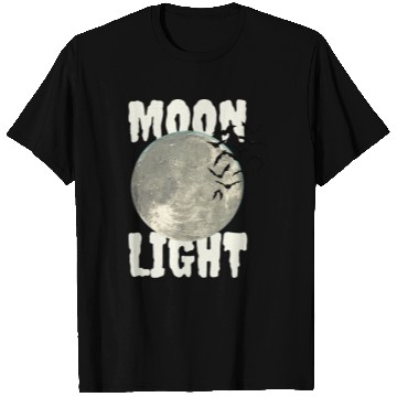 Discover Dark Green Illustrated Moon Light Bat T Shirts