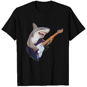 Discover Shark jamming on an electric guitar T Shirts