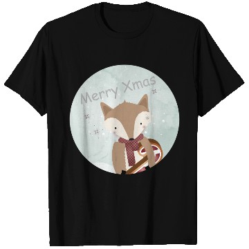 Discover cute fox for Christmas with candy cane T Shirts