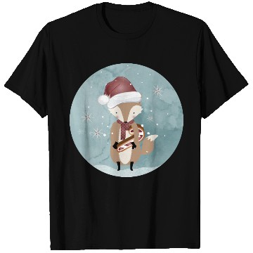 Discover cute fox for Christmas with candy cane T Shirts