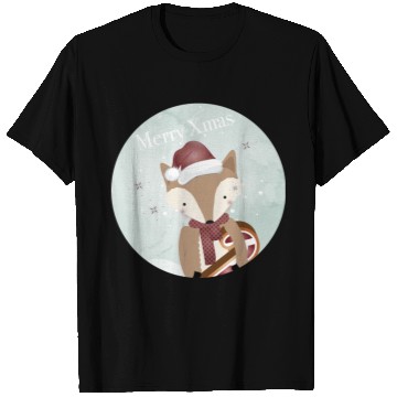 Discover cute fox for Christmas with candy cane T Shirts