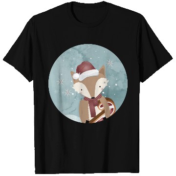 Discover cute fox for Christmas with Santa hat T Shirts