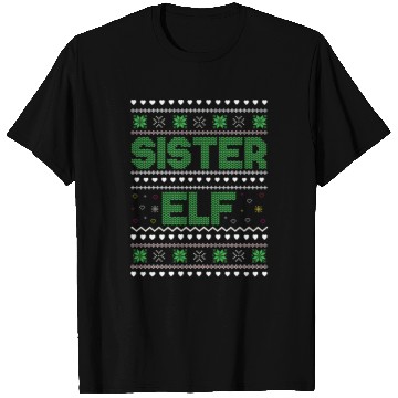 Discover Sister Elf funny ugly christmas T Shirts
