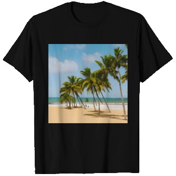 Discover Calm beach with palm trees T Shirts