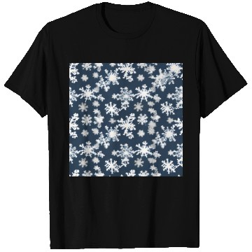 Discover Snow pattern on navy blue background T Shirts