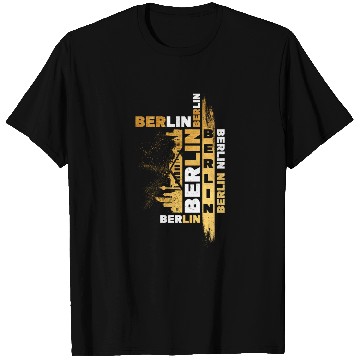 Discover Berlin Germany German City Skyline Font Gold T Shirts