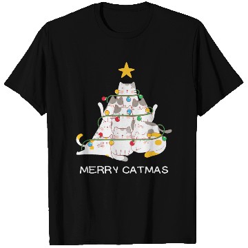 Discover Meowy And Bright Christmas Tree Lights Funny Meowy T Shirts
