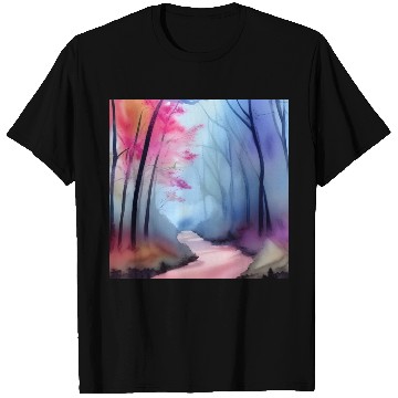 Discover Pink and blue watercolor trees T Shirts