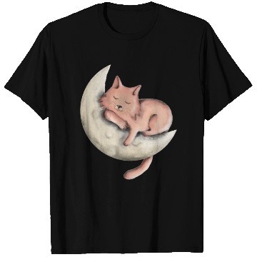 Discover cute cat on the moon digital art |cat lovers T Shirts