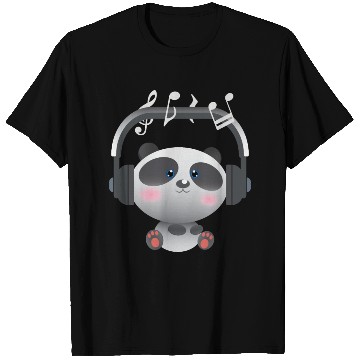 Discover Cute Panda listening music T Shirts