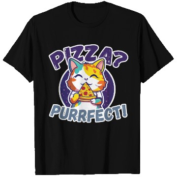 Discover Pizza Purrfect Cat eating Pizza T Shirts