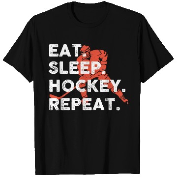 Discover Eat Sleep Hockey Repeat Hockey Funny Ice Hockey T Shirts