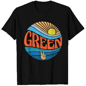 Discover Green T Shirts Vintage Sunset Green Groovy Tie Dye