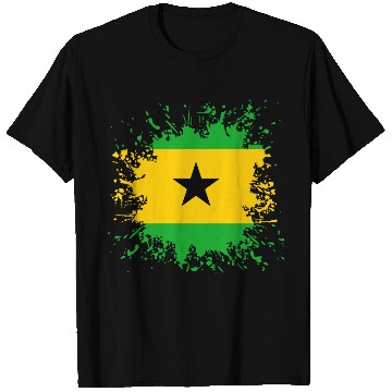 Discover Sao Tome And Principe Flag Paint Splatter T Shirts