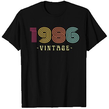 Discover Neon Rainbow Retro Birthday Year Vintage 1986 T Shirts