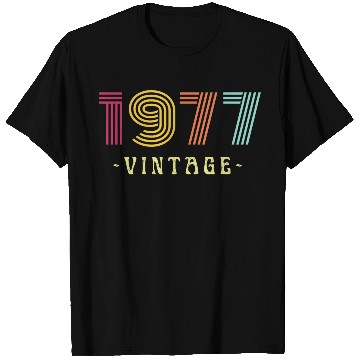 Discover Neon Rainbow Retro Birthday Year Vintage 1977 T Shirts