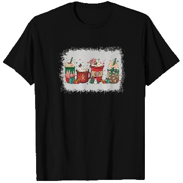 Discover Christmas Coffee Cup Bleached T Shirts