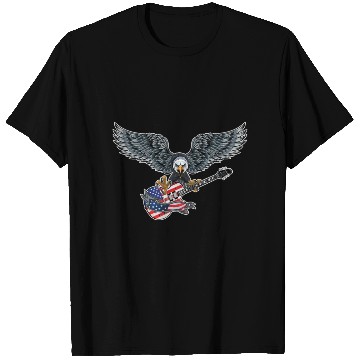 Discover Guitar Eagle USA Flag Patriotic Guitar Lovers US T Shirts