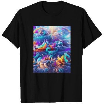 Discover Colorful ocean waves art T Shirts