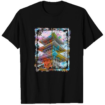 Discover Japan Pagoda Cherry Blossoms Collage Art 70 T Shirts