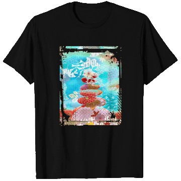 Discover Japan Zen Buddhism Balancing Stones Rocks Cherry T Shirts