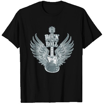 Discover Rock N Roll Angel Wings Music Guitar Player T Shirts