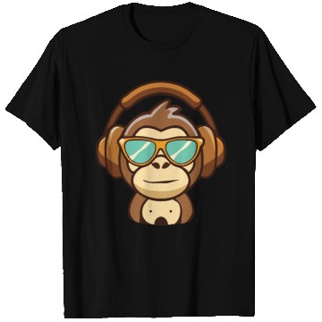 Discover cute music monkey with headphones T Shirts
