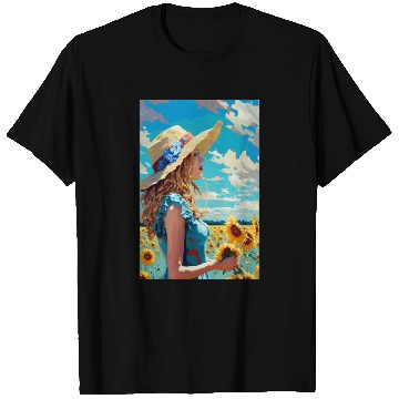 Discover Sunflower girl summer T Shirts