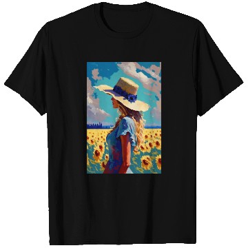 Discover Sunflower girl summer T Shirts