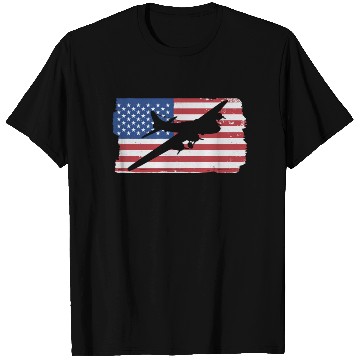 Discover B-17 Flying Fortress Airplane American Flag WW2 T Shirts