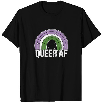 Discover Queer AF Genderqueer Pride Flag Rainbow T Shirts