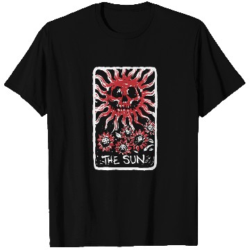 Discover The Sun Blood Red Skeleton Skull Tarot Card T Shirts