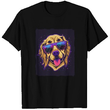 Discover Golden Retriever Dog with Sunglasses T Shirts