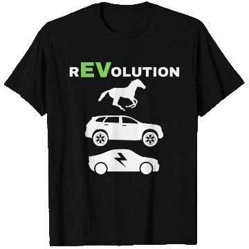 Discover EV rEVolution with GREEN EV Text Horse SUV EV VERT T Shirts