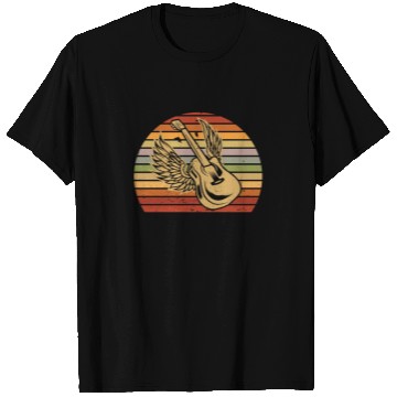 Discover Rock & Roll Guitar Wings Retro Music Guitarist T Shirts