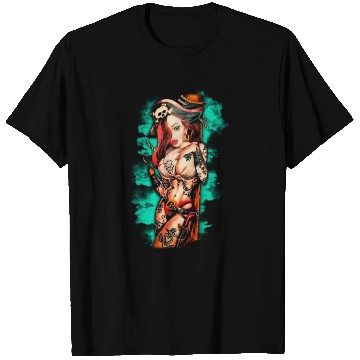Discover Pirate Pin-Up Tattoo Style T Shirts