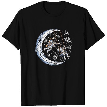 Discover Astronauts on swing on moon T Shirts