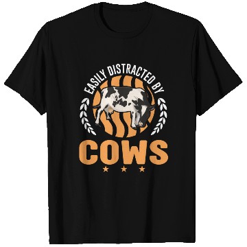 Discover Easily Distracted By Cows Cow Cattle Breeder T Shirts