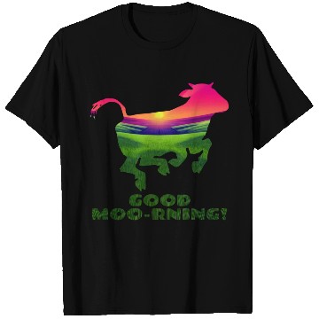 Discover Good Moo-rning! Pop Art Sunrise Leaping Calf T Shirts