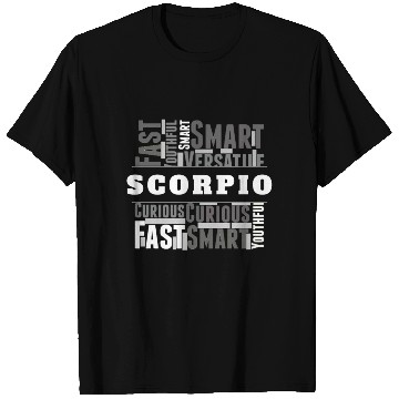 Discover Scorpio Zodiac Star Sign Word Cloud Square Monochr T Shirts