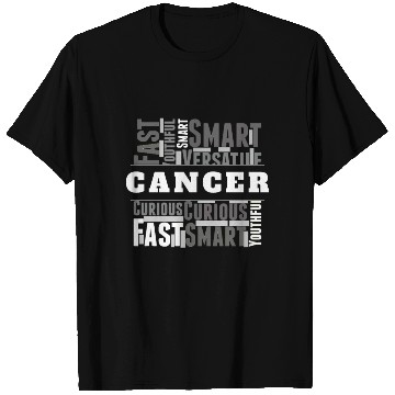 Discover Cancer Zodiac Star Sign Word Cloud Square Monochro T Shirts