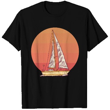 Discover Sunset sailing boat sea waves Sunset sailing boat T Shirts