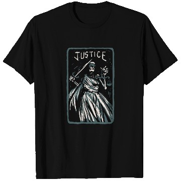Discover Justice Skeleton Skull Tarot Card T Shirts