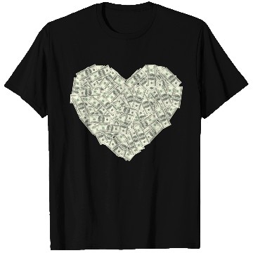 Discover US dollar heart shape, love money T Shirts