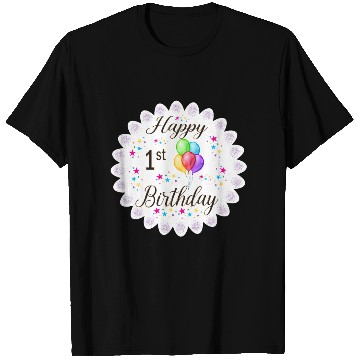 Discover Happy 1st Birthday with Balloons T Shirts